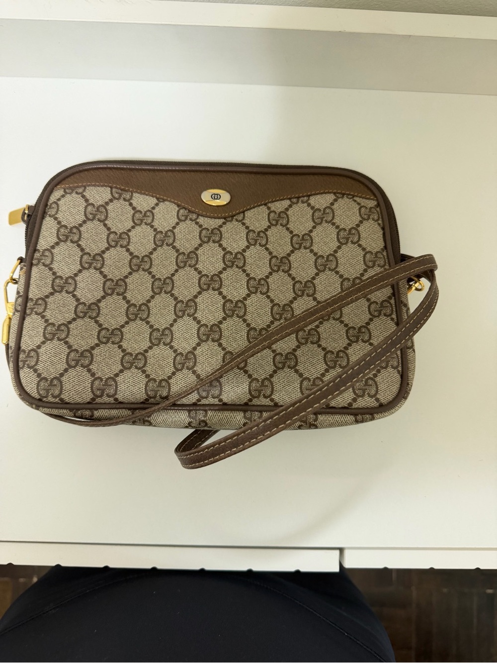 Gucci Beige & Brown GG Canvas Crossbody Bag